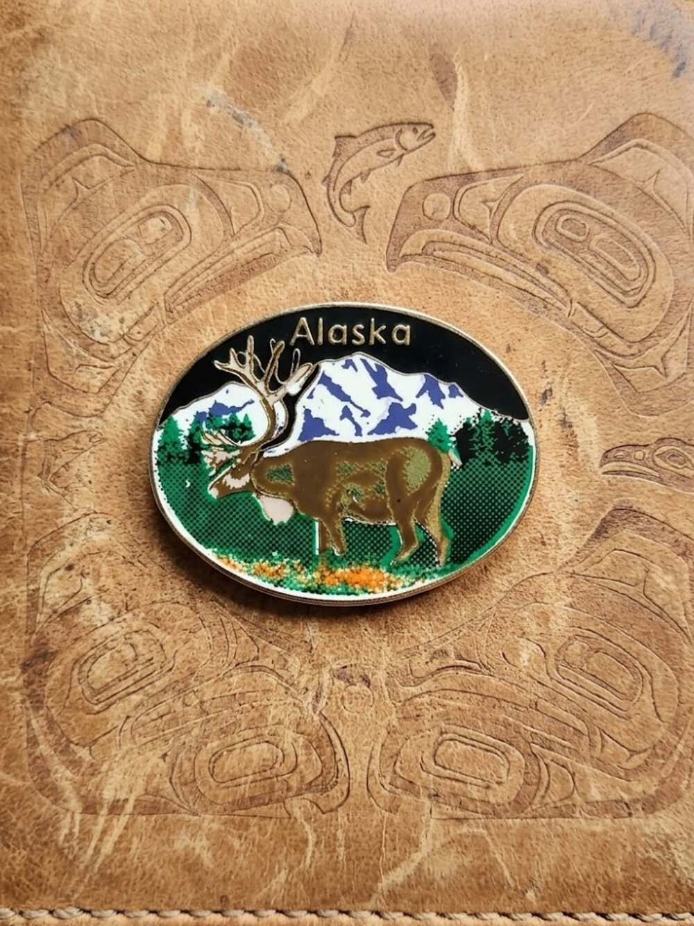 Alaska Mountain Caribou USA State Souvenir Vintage Lapel Pin - Alaskan Moose